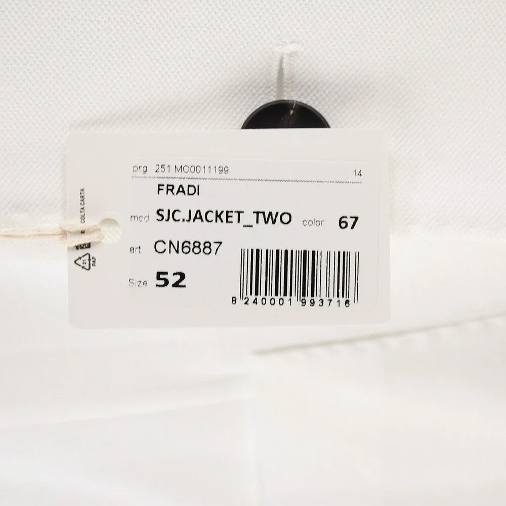 Fradi NWT Cotton Double Breasted Sport Coat Size 52R (42R US) In Solid White